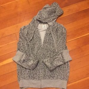 Victoria’s Secret PINK gray leopard zip hoodie